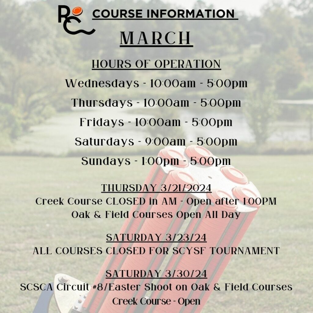 March 2024 Course Information Rocky Creek Sporting Clays