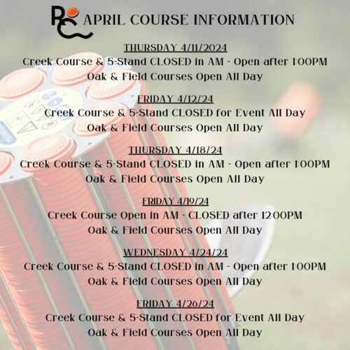 April 2024 Course Information – Rocky Creek Sporting Clays